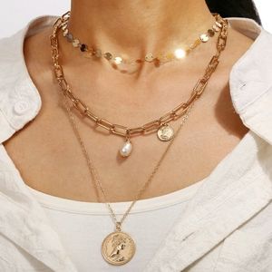 MULTI LAYERED COIN & PEARL NECKLACE